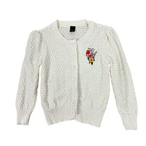 Women’s Knit White Embroidered Cardigan Sweater